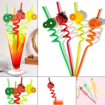 4PCS Plastic Fruit Straws