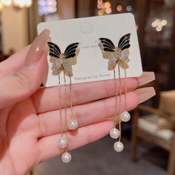 Black Butterfly Korean Earrings