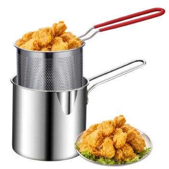 Stainless Steel Deep Frying Pot with Strainer